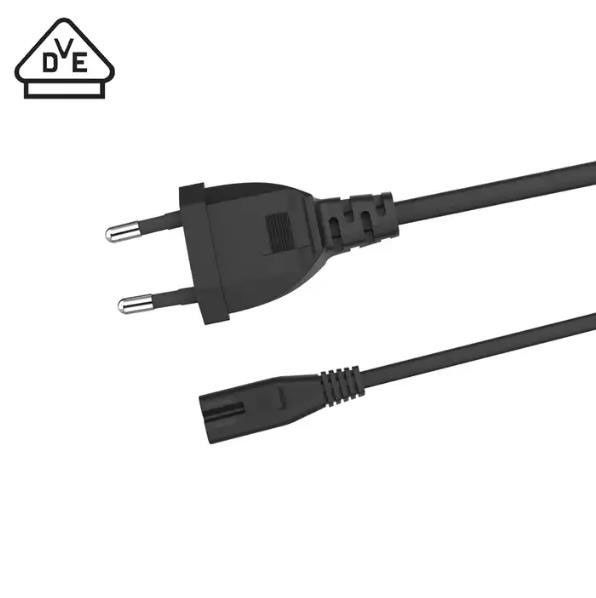 Flexibele EU-netsnoeren Lichtgewicht elektrisch verlengsnoer 2-pins