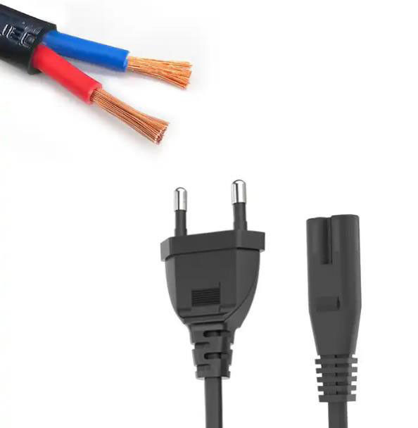 Flexibele EU-netsnoeren Lichtgewicht elektrisch verlengsnoer 2-pins
