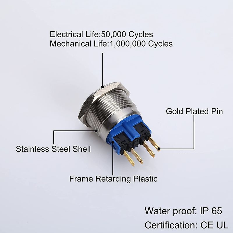 28 mm verlicht metalen drukknopschakelaars Ronde 500V ringtype LED