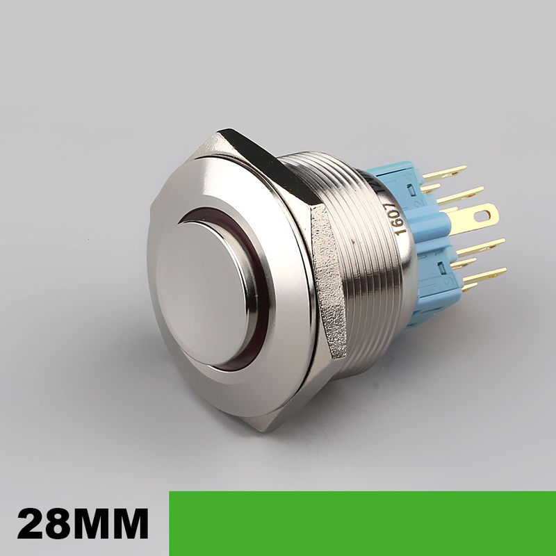 28 mm verlicht metalen drukknopschakelaars Ronde 500V ringtype LED