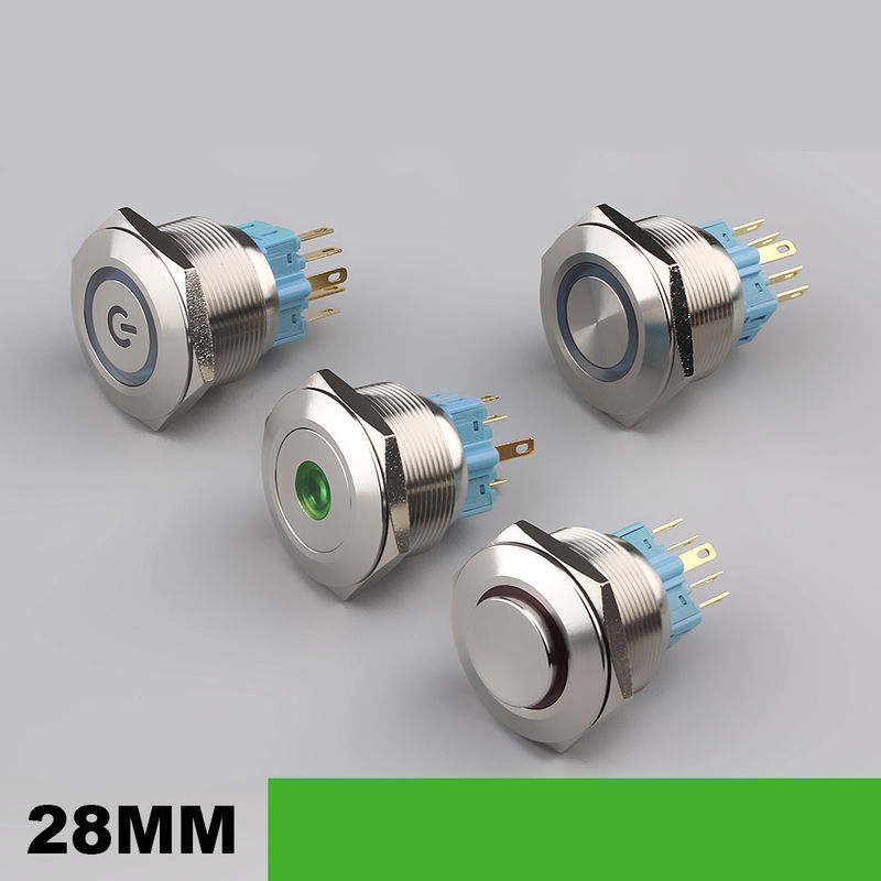 28 mm verlicht metalen drukknopschakelaars Ronde 500V ringtype LED