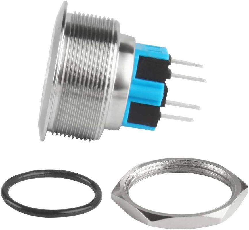 Aan/uit metalen drukknopschakelaars 30 mm verlichte ringtype LED