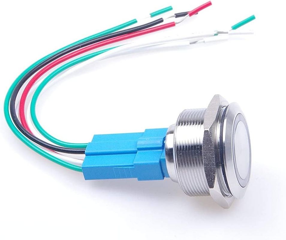 Aan/uit metalen drukknopschakelaars 30 mm verlichte ringtype LED