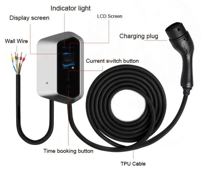 Type 2 AC 16A 32A snellaadstation voor elektrische auto's 250-480v