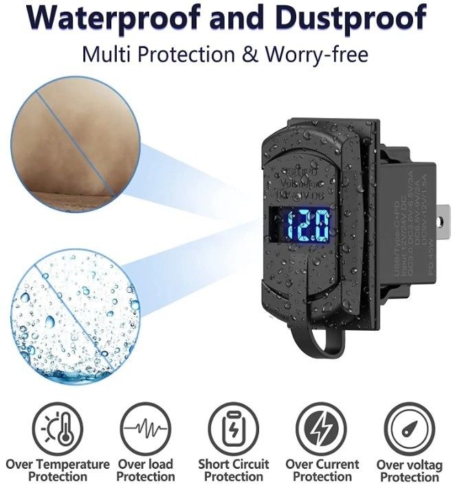12v 24v usb oplader rocker schakelaar snel opladen stopcontact waterdicht snel dubbele pd qc3.0 voor auto's boot