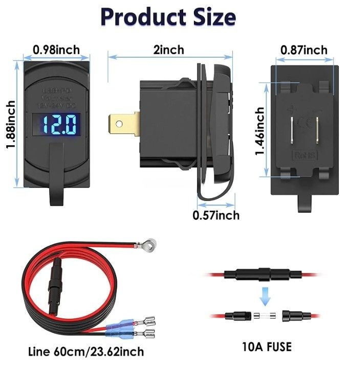 12v 24v usb oplader rocker schakelaar snel opladen stopcontact waterdicht snel dubbele pd qc3.0 voor auto's boot