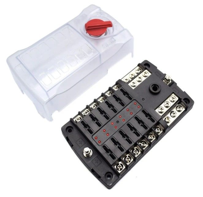 Standaard fusebox met positieve en negatieve busbars - 12weg fusebox met negatieve bus