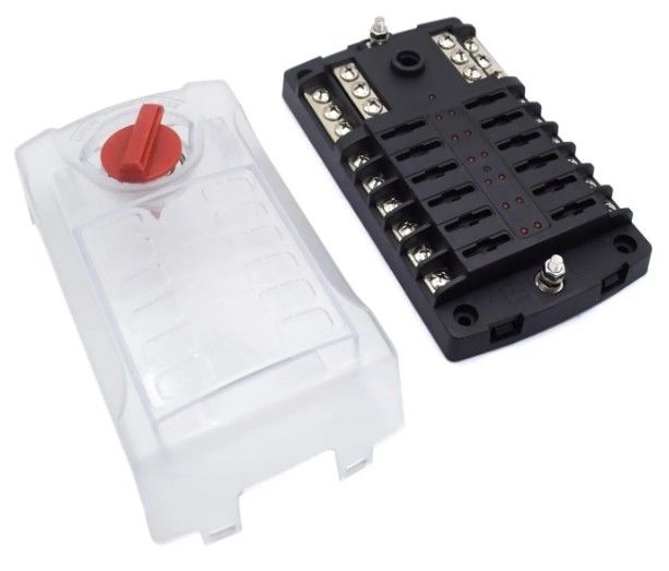 Standaard fusebox met positieve en negatieve busbars - 12weg fusebox met negatieve bus