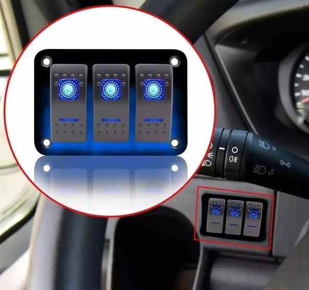 DC 12V 24V Blauw LED achtergrondverlichting 3 Gang Aluminium 5 Pin ON Off Schakelaar Schakelaar Panel