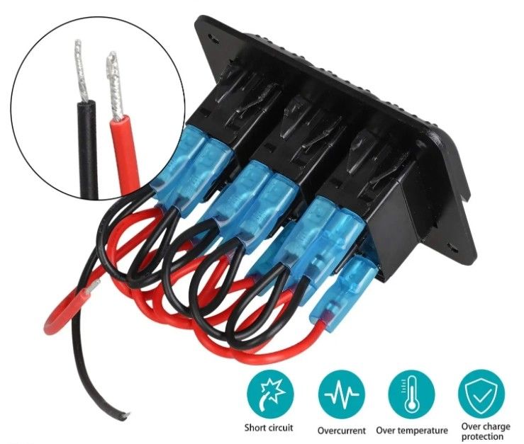 DC 12V 24V Blauw LED achtergrondverlichting 3 Gang Aluminium 5 Pin ON Off Schakelaar Schakelaar Panel