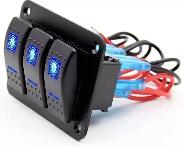 DC 12V 24V Blauw LED achtergrondverlichting 3 Gang Aluminium 5 Pin ON Off Schakelaar Schakelaar Panel