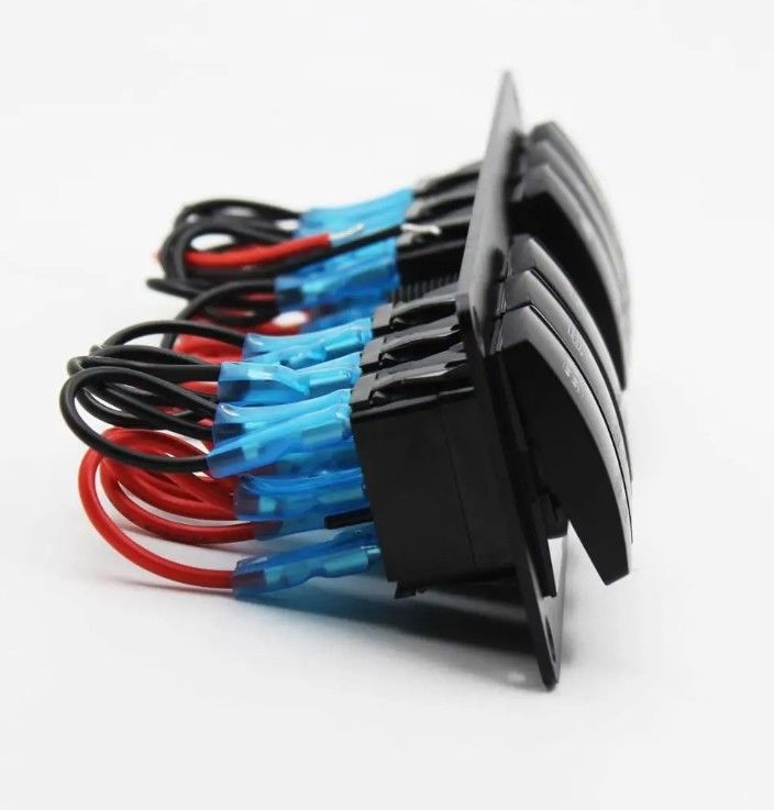 Kleur Voltmeter 6 Gang DC12V 24V Led On Off 5 PIN Rocker Switch Panel Voor Caravan Automotive Marine