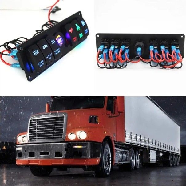 Kleur Voltmeter 6 Gang DC12V 24V Led On Off 5 PIN Rocker Switch Panel Voor Caravan Automotive Marine