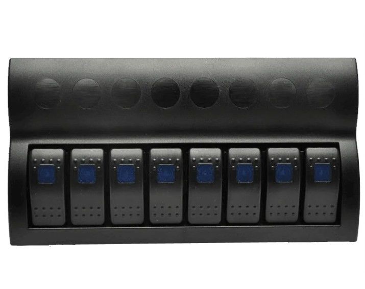 SCHLOSSBESCHRIKKING SCHUIFT PANEL 8 GANG met LED indicator ROCKER AUTO FUSES