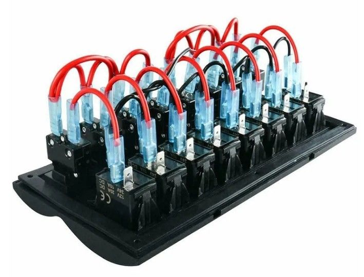 SCHLOSSBESCHRIKKING SCHUIFT PANEL 8 GANG met LED indicator ROCKER AUTO FUSES