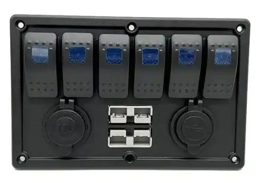 12V 8 Way Gang Rocker Switch Panel met W/ 50A Dual Anderson Plugs Accessory Power Socket & Dual USB
