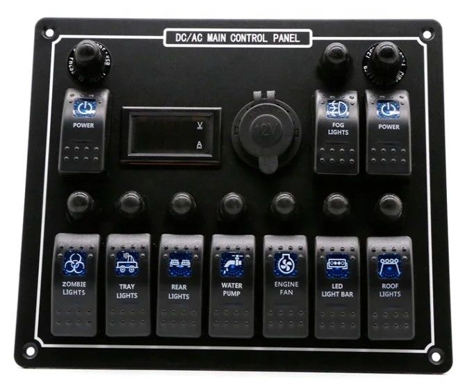 10 Gang Switch Panel USB Fast Dual Charger Socket Panel Met Licht Multi Function Boat Switch Panel Marine Power System