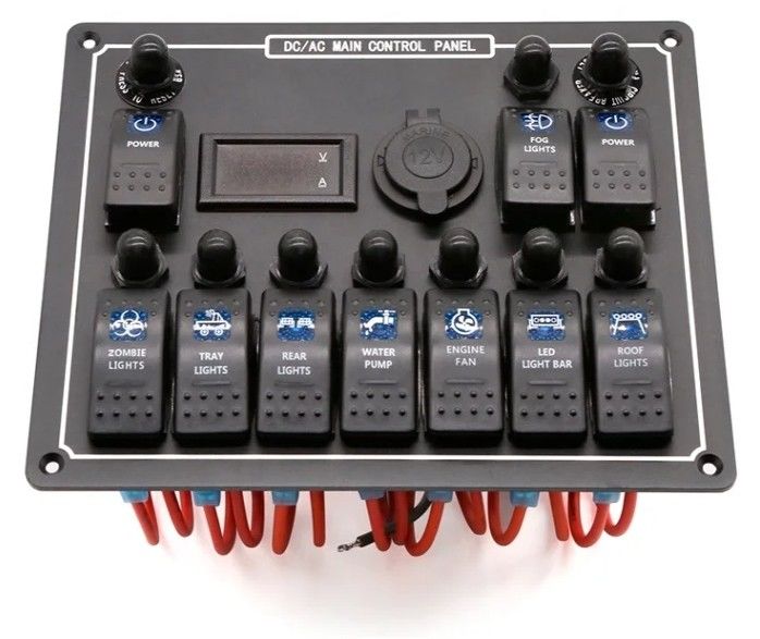 10 Gang Switch Panel USB Fast Dual Charger Socket Panel Met Licht Multi Function Boat Switch Panel Marine Power System