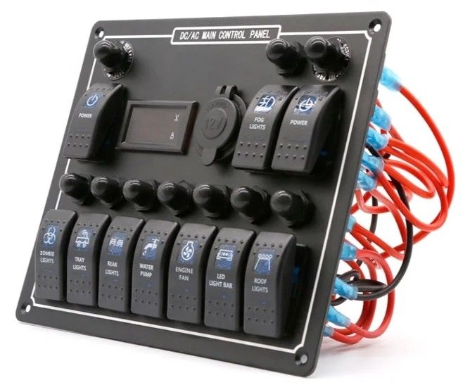 10 Gang Switch Panel USB Fast Dual Charger Socket Panel Met Licht Multi Function Boat Switch Panel Marine Power System