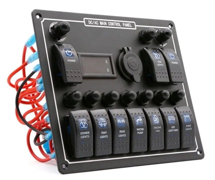 10 Gang Switch Panel USB Fast Dual Charger Socket Panel Met Licht Multi Function Boat Switch Panel Marine Power System