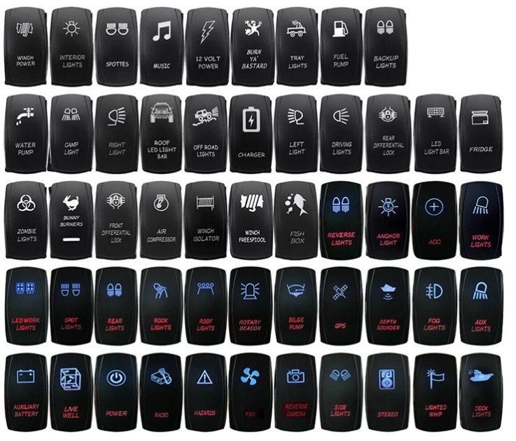 12V 24V OEM aangepast symbool Marine Led Waterproof 24 Volt Marine 4 Pin 5Pin Onoffon Rocker Switch
