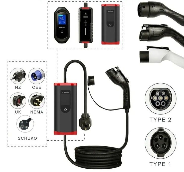 Gepersonaliseerde IP65 16A-40A Verstelbare SAE J1772 Type 1 Draagbare EV-auto-oplader Draagbare laadstation