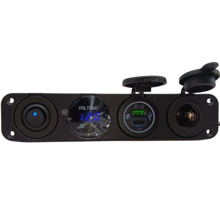 4 in 1 Autovoltmeter Dual USB 12V Auto Sigarettenverlichtingsspanningsmeter Met Schakelaar