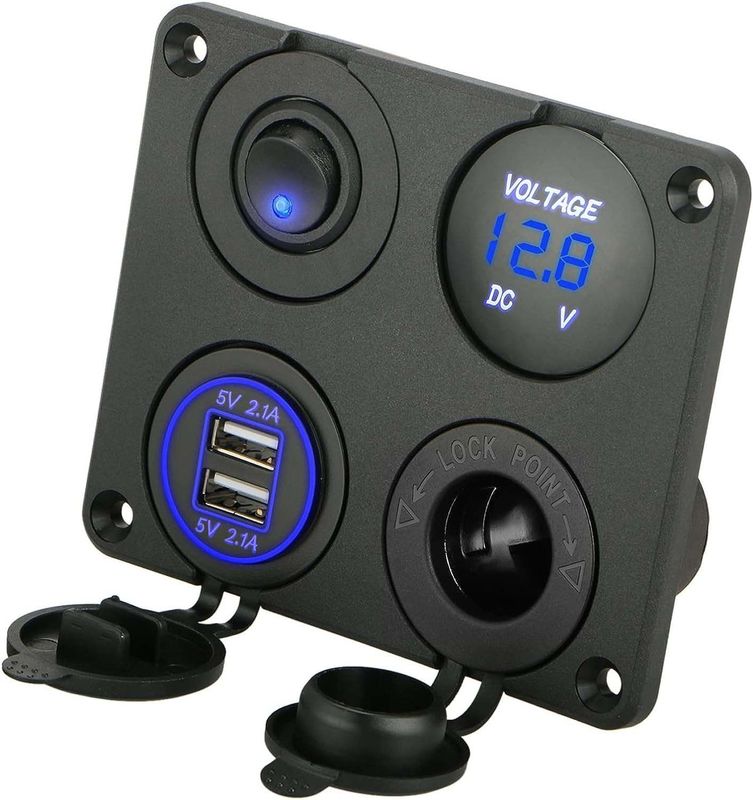 Custom Automotive Switch Panel Cigarette Lighter Socket & LED Lighted ON Off Rocker Schakelaar