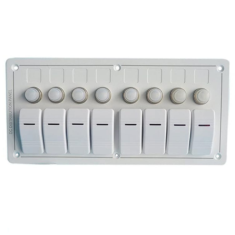 12-24V 6 Gang Boat Switch Panel Blauw LED Rocker On-Off Optioneel schakelaar