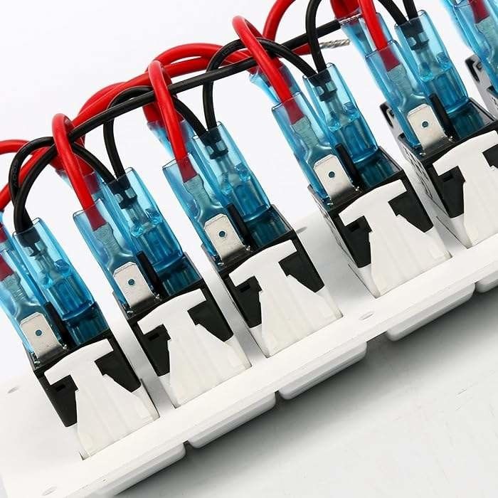 12-24V 6 Gang Boat Switch Panel Blauw LED Rocker On-Off Optioneel schakelaar