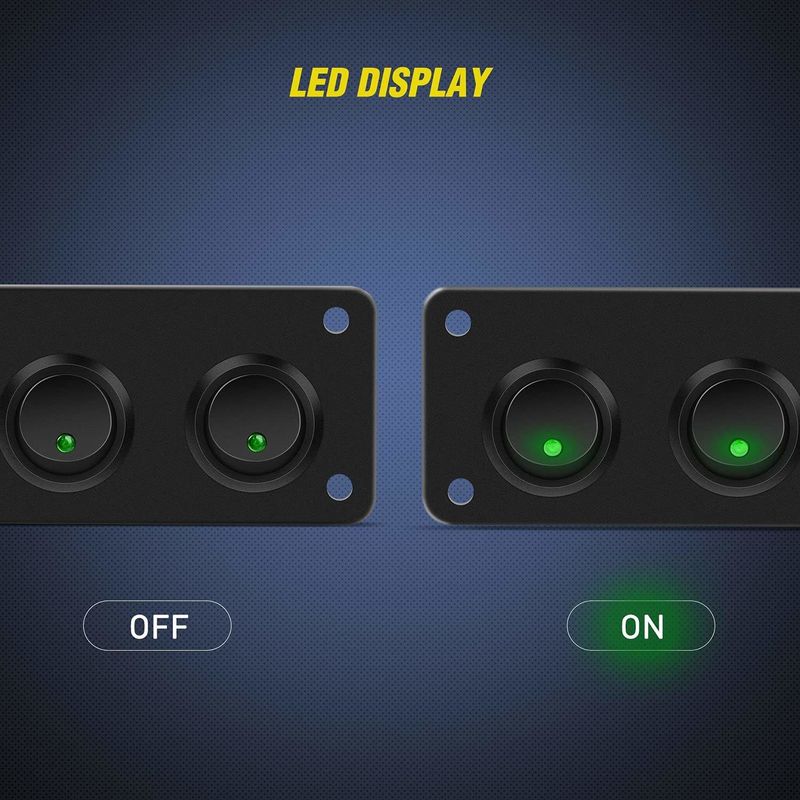 5 Gang Rocker Schakelaar Panel 20A 3 Pin On Off 12V Groene Schakelaar Schakelaar Voor Auto's Trucks boten