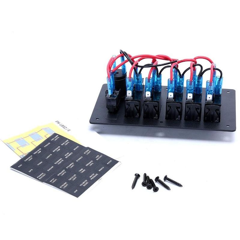 DC 12V 6 Gang Rocker Switch Panel met rood licht LED voor auto boot