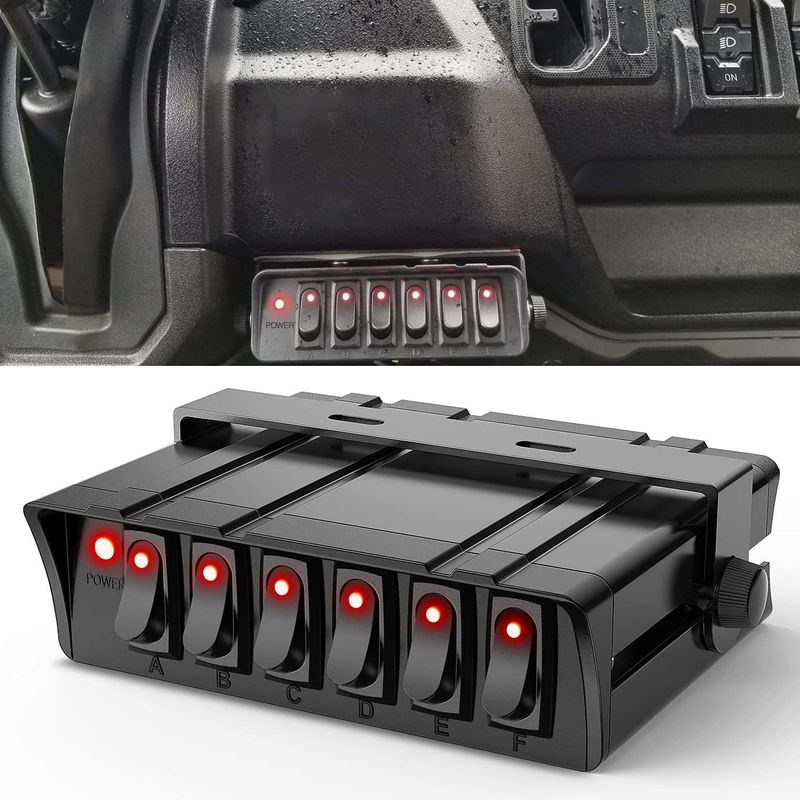 6 Gang Rocker Switch Box SPST On/Off Rocker Schakelaar Schakelaar Panel 30Amp Max 12 AWG Draden