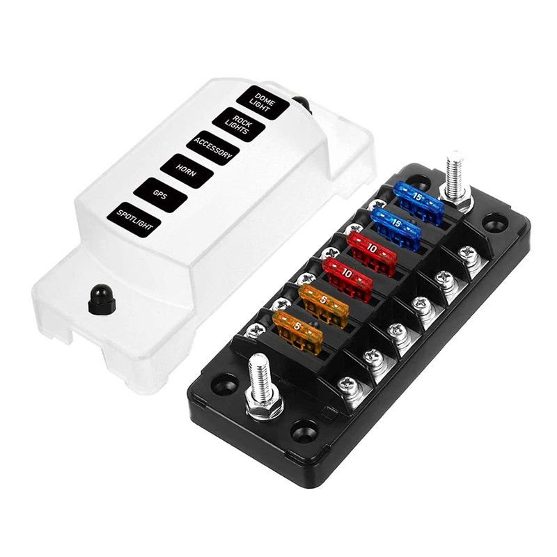 12V-24V DC 6 Way Fuse Block met negatieve bus Atc/Ato Standard Automotive Fuse Boxes